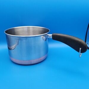 Vintage Revere Ware (?) Copper Bottom 1 Quart Stainless Saucepan